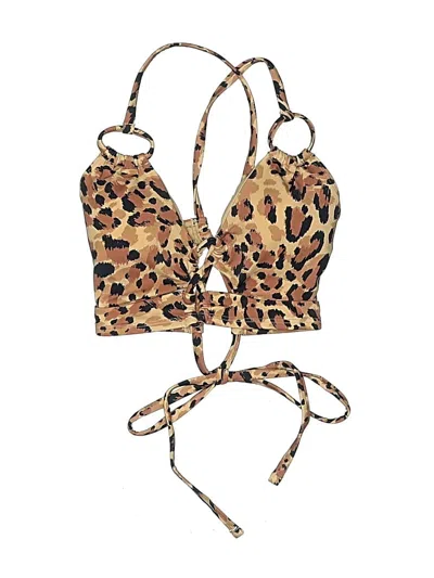 Pre-owned Adore Me Swimsuit Top Brown Animal Print Pattern Swimwear