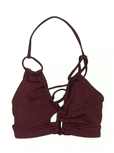 Pre-owned Adore Me Swimsuit Top Burgundy Solid Pattern Swimwear