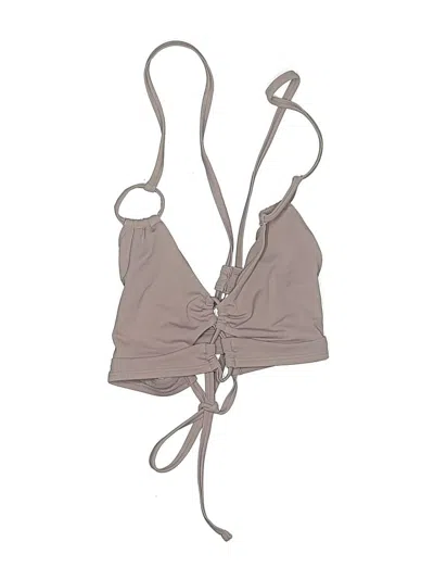Pre-owned Adore Me Swimsuit Top Gray Solid Pattern Swimwear