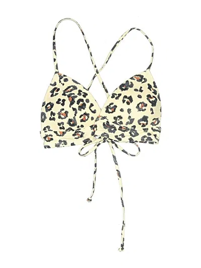 Pre-owned Adore Me Swimsuit Top Ivory Animal Print Pattern Swimwear In White