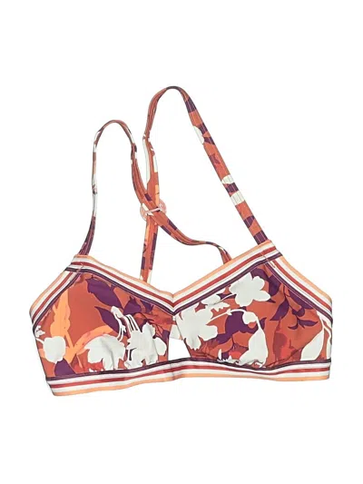 Pre-owned Adore Me Swimsuit Top Orange Floral Pattern Swimwear