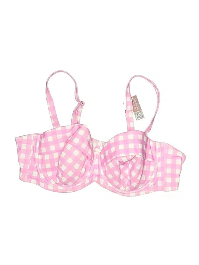 Adore Me Swimsuit Top Pink Checkered/gingham Pattern Swimwear