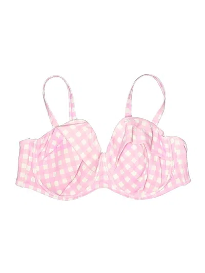 Pre-owned Adore Me Swimsuit Top Pink Checkered/gingham Pattern Swimwear