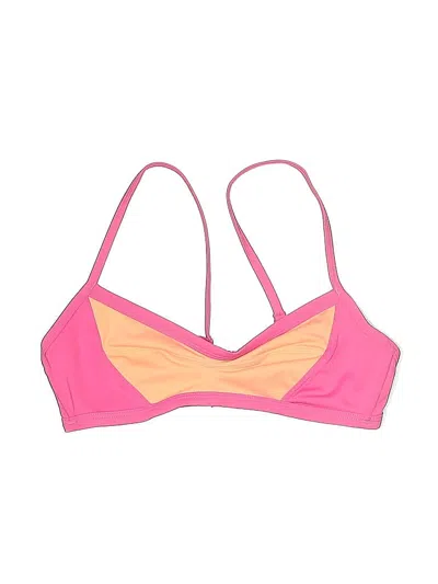 Pre-owned Adore Me Swimsuit Top Pink Color Block Pattern Swimwear