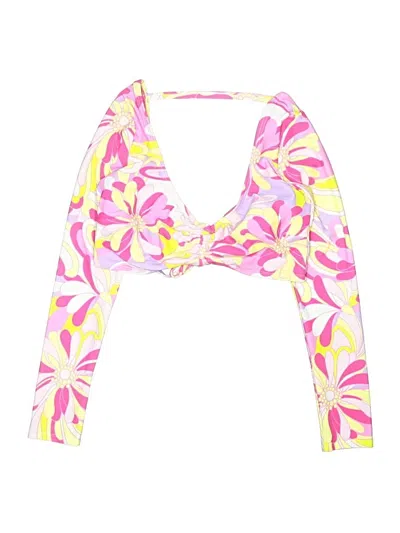 Adore Me Swimsuit Top Pink Print Pattern Swimwear