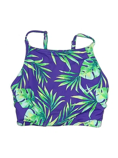 Pre-owned Adore Me Swimsuit Top Purple Tropical Pattern Swimwear