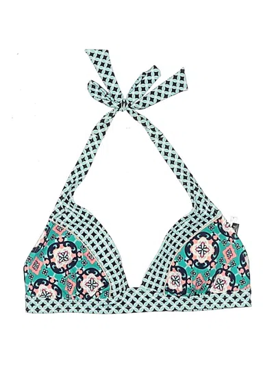 Pre-owned Adore Me Swimsuit Top Teal Print Pattern Swimwear