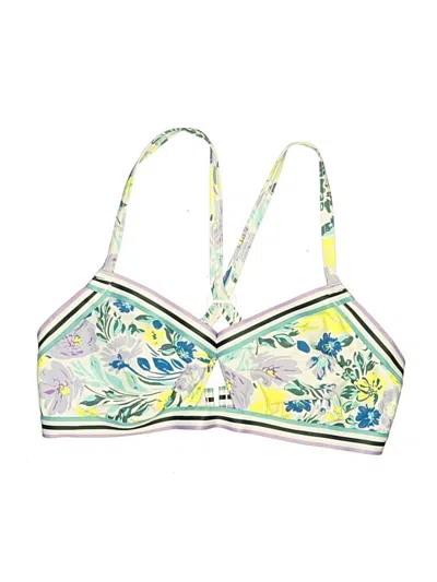 Pre-owned Adore Me Swimsuit Top White Print Pattern Swimwear