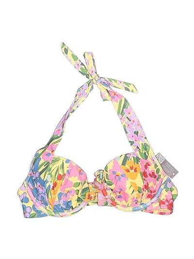 Pre-owned Adore Me Swimsuit Top Yellow Print Pattern Swimwear In Multi
