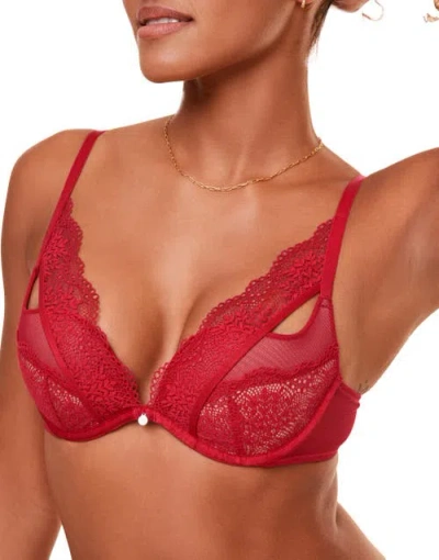Adore Me Sylvia Push Up Plunge Bra In Dark Red