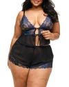 Adore Me Tammy Plus-size Camisole & Shorts Set Lingerie In Black