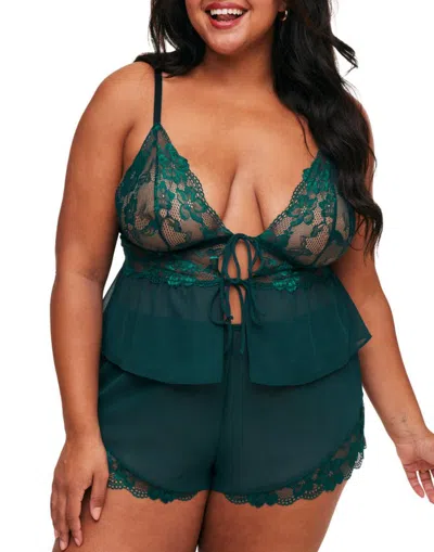 Adore Me Tammy Camisole & Shorts Set Lingerie In Green