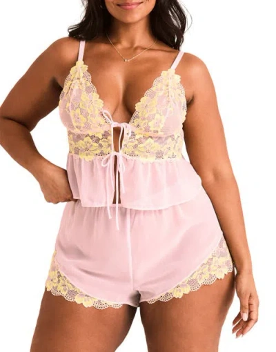 Adore Me Tammy Camisole & Shorts Set Lingerie In Pink