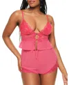 Adore Me Tammy Women's Camisole & Shorts Set Lingerie In Dark Pink