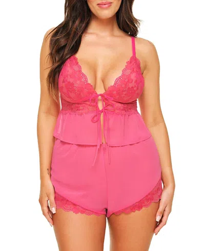Adore Me Tammy Plus-size Camisole & Shorts Set Lingerie In Dark Pink