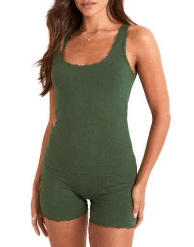 Adore Me Tayler Pajama Tank & Boxer Shorts Set In Green