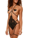 Adore Me Tiah Crotchless Playsuit Lingerie In Black