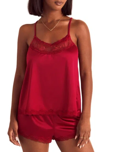 Adore Me Tiani Pajama Cami And Shorts Set In Red