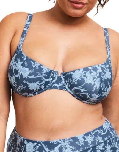 Adore Me Tricia Swimwear Bikini Top In Floral Blue