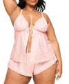 Adore Me Trish Cami & Shorts Set Lingerie In Light Pink