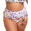 Adore Me Valcea Swimwear High-rise Bikini Bottom In Floral Purple