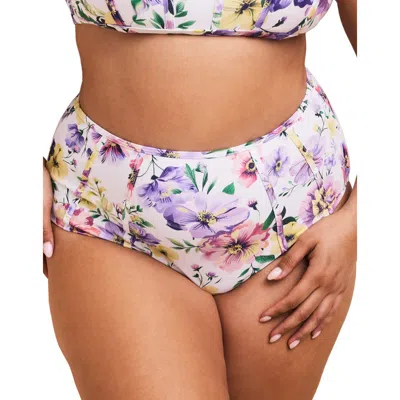 Adore Me Valcea Swimwear High-rise Bikini Bottom In Floral Purple