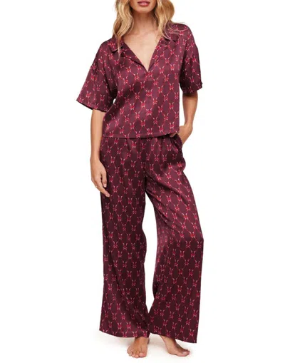Adore Me Verica Pajama Top & Pants Set In Novelty Red