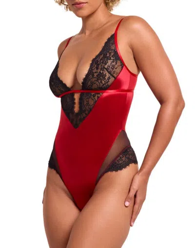 Adore Me Vittoria Bodysuit Lingerie In Red