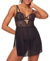 Adore Me Women's Rae Unlined Babydoll & G-string Set Lingerie In Black