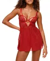 Adore Me Women's Rae Unlined Babydoll & G-string Set Lingerie In Dark Red