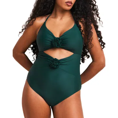 Adore Me Zola Swimwear One Piece Swimsuit In Dark Green