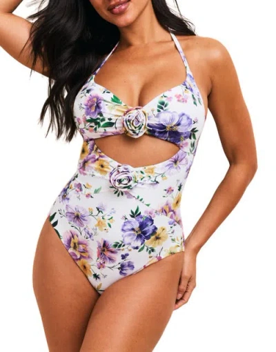 Adore Me Zola Swimwear One Piece Swimsuit In Floral White