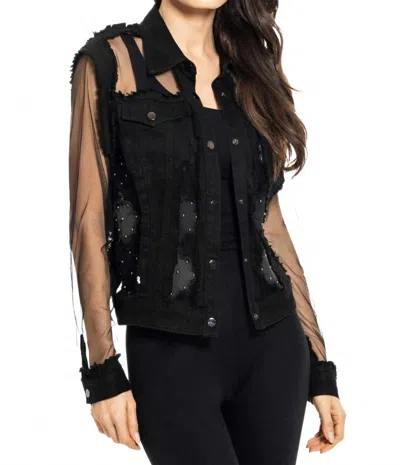 Adore Studded Mesh Jacket In Black Denim
