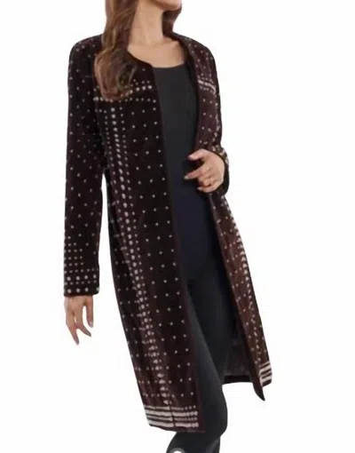 Adore Studded Velvet Longline Coat In Brown/plum In Multi