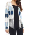 Adore Tiffany's Boho Patchwork Fringe Vest In Blue/ White In Multi