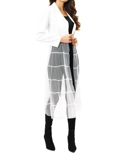 Adore Vegan Silk Tuxedo Jacket With Mesh Duster In White