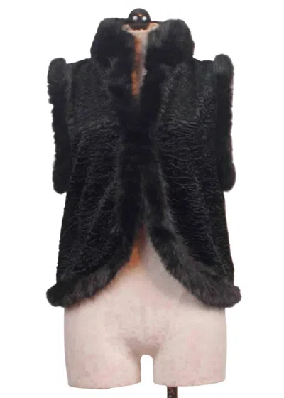 Adore Women's Faux Fur Collar Vest In Black