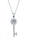 Adored Moissanite Key Pendant Necklace In White