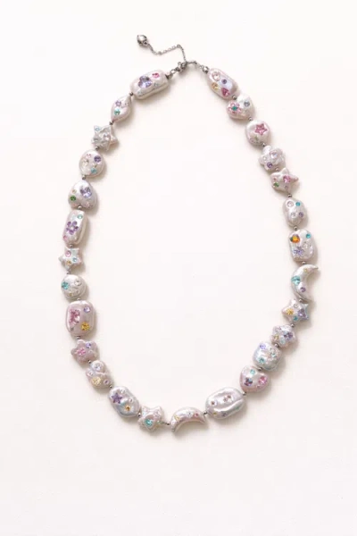 Adorn By Alexandra Riley The Celestial Garden Pearl Necklace In Gray