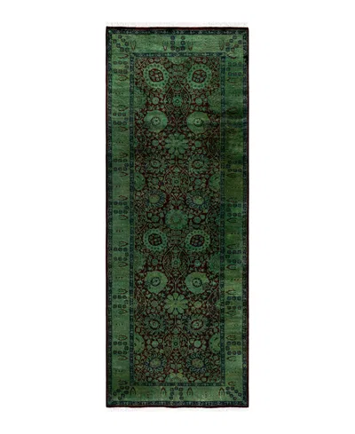 Adorn Hand Woven Rugs Fine Vibrance M1035 3'3"x8'7" Runner Area Rug In Green