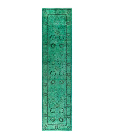Adorn Hand Woven Rugs Fine Vibrance M1388 3'x12'4'' Runner Area Rug In Green