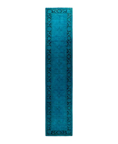 Adorn Hand Woven Rugs Fine Vibrance M1457 2'5''x12'3'' Runner Area Rug In Blue