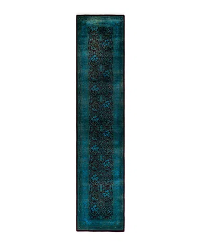 Adorn Hand Woven Rugs Fine Vibrance M1590 2'6''x12' Runner Area Rug In Blue