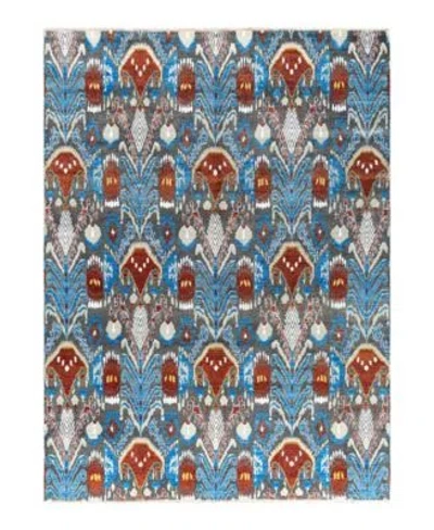 Adorn Hand Woven Rugs Indian Ooak M6008 Rug Collection In Blue