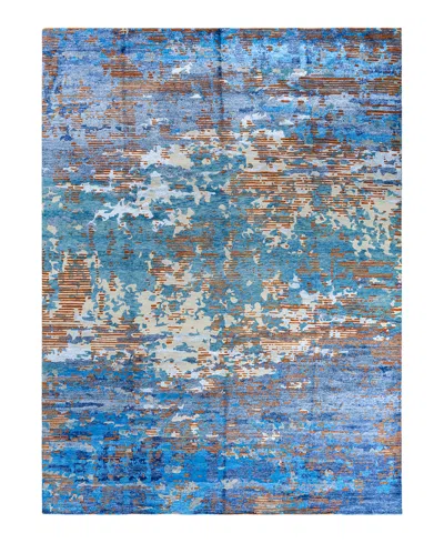 Adorn Hand Woven Rugs Indian Ooak M7174 9'1''x12'3'' Area Rug In Navy