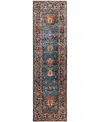 Adorn Hand Woven Rugs Serapi M1945 2'7''x9'6'' Runner Area Rug In Light Blue