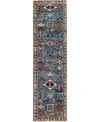 Adorn Hand Woven Rugs Serapi M1945 2'7''x9'7'' Runner Area Rug In Light Blue