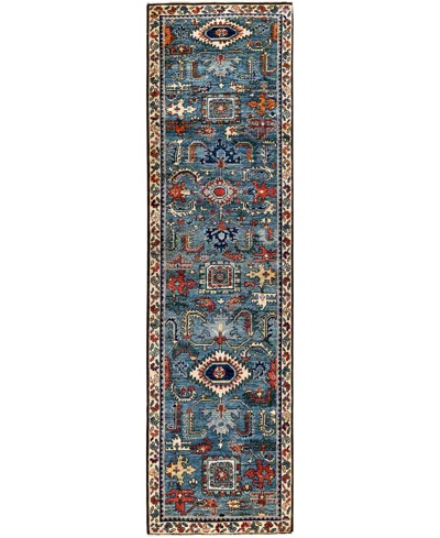 Adorn Hand Woven Rugs Serapi M1945 2'7''x9'7'' Runner Area Rug In Light Blue