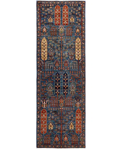 Adorn Hand Woven Rugs Serapi M1945 2'8''x8'1'' Runner Area Rug In Light Blue