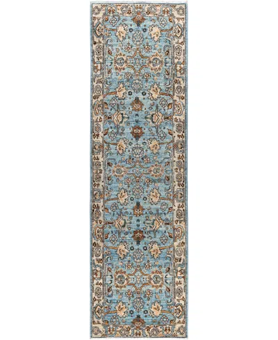 Adorn Hand Woven Rugs Serapi M1945 2'8''x9'5'' Runner Area Rug In Light Blue